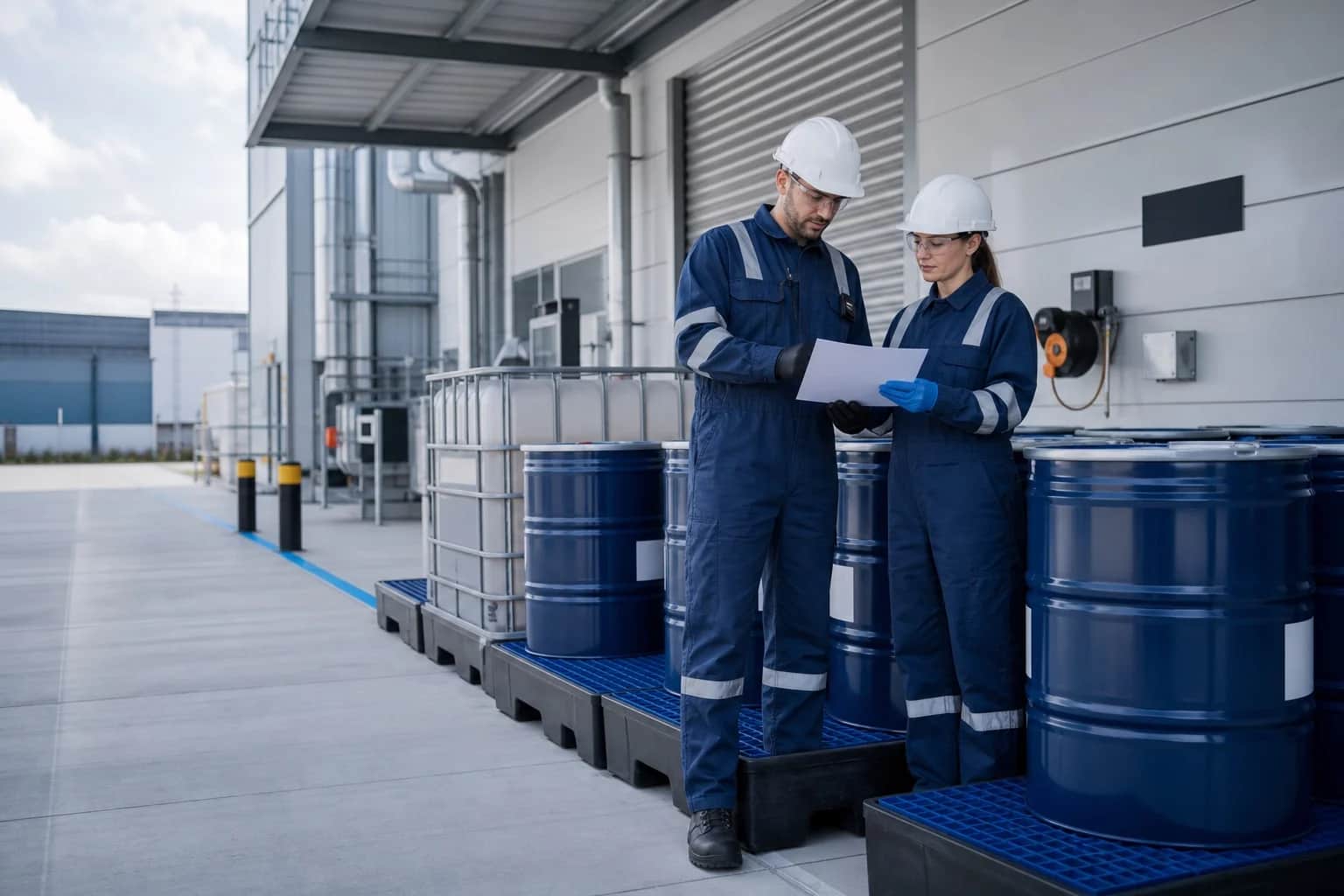 Chemical drums prepared for international freight transport