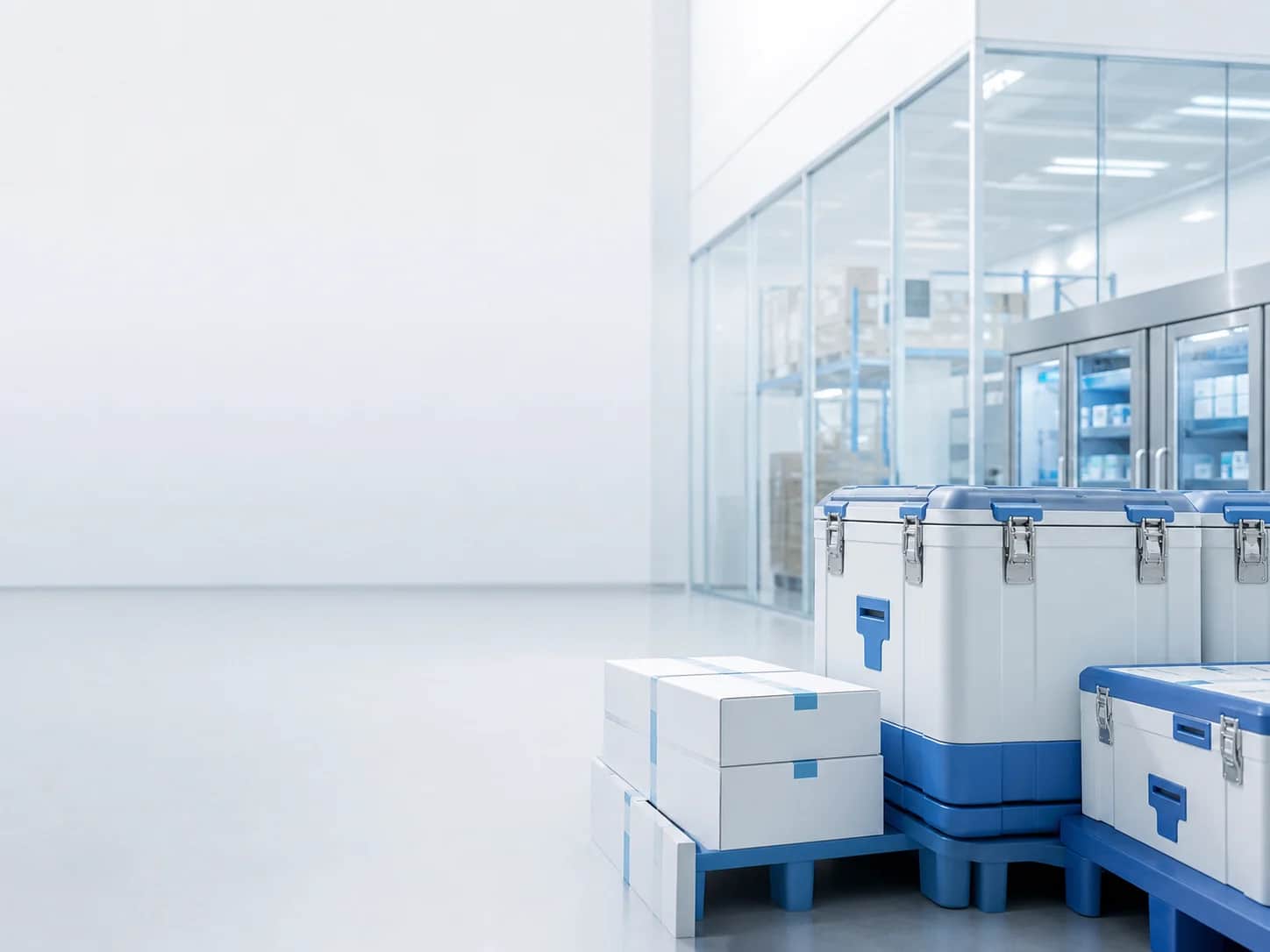 Medical equipment packed for international transport