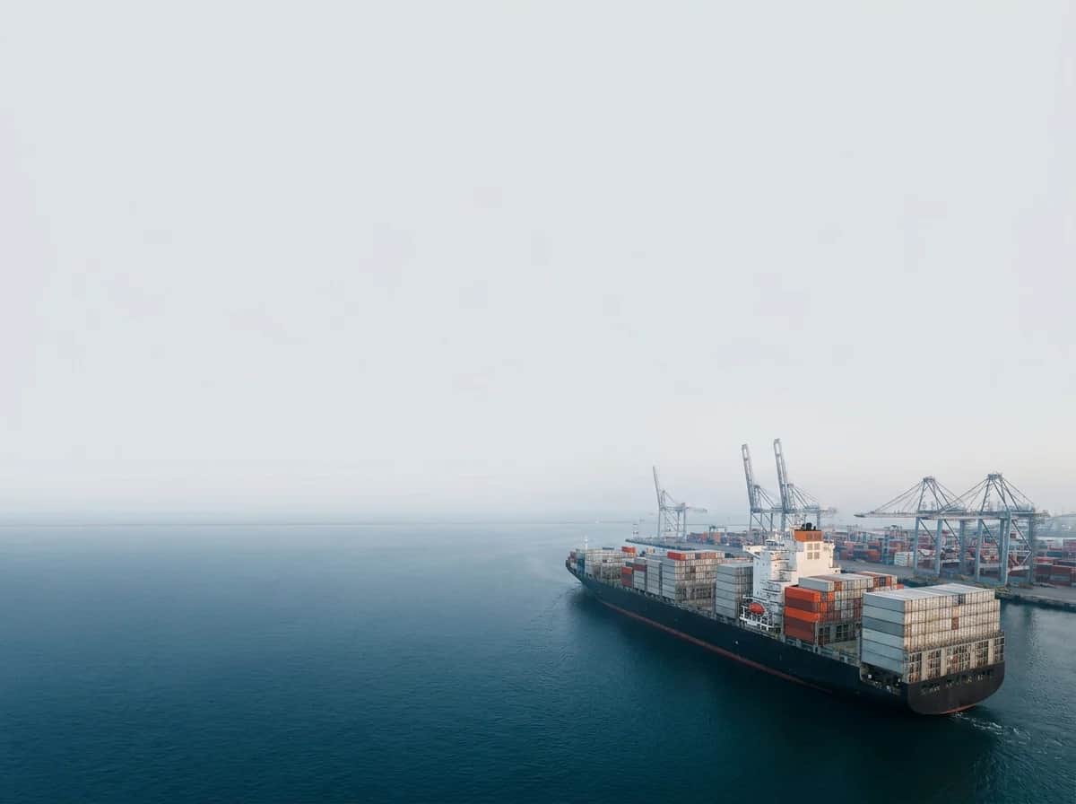 Container vessel carrying international sea freight
